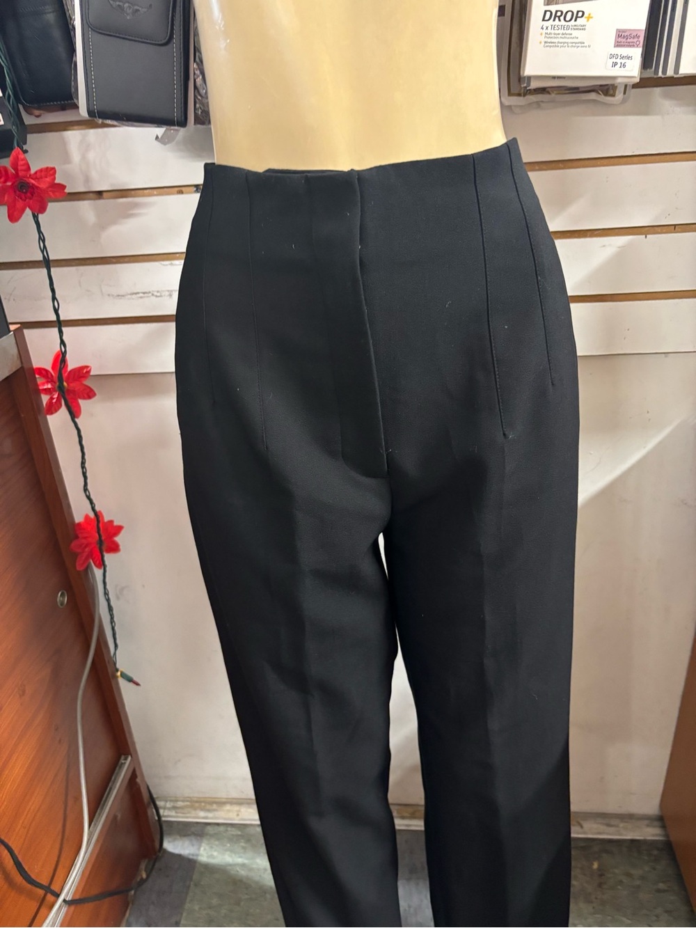 Zara Black High-Waist Tailored Trousers